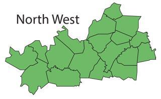 Partial map of Kentucky with North West region