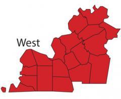 Partial map of Kentucky with West region